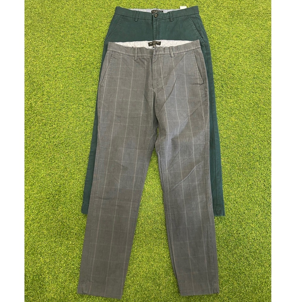 Banana Republic Aiden Fit Chinos Bundle Mens 31x30 Grey Plaid Green Textured 2pk